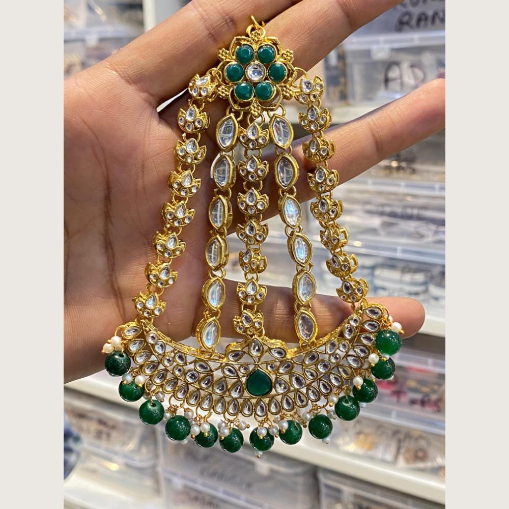 Hira Collections Mughal Style Kundan And Pearl Passa for Women