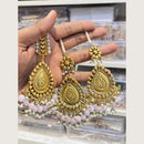 Hira Collections Stylish Beads And Pearl Dangler Earrings With Maang Tikka