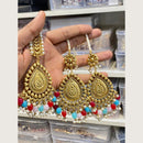 Hira Collections Stylish Beads And Pearl Dangler Earrings With Maang Tikka
