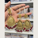 Hira Collections Stylish Beads And Pearl Dangler Earrings With Maang Tikka