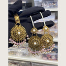 Hira Collections Stylish Beads And Pearl Dangler Earrings With Maang Tikka