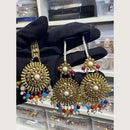 Hira Collections Stylish Beads And Pearl Dangler Earrings With Maang Tikka