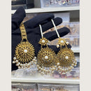 Hira Collections Stylish Beads And Pearl Dangler Earrings With Maang Tikka