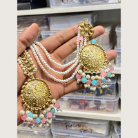 Hira Collections Stylish Beads And Pearl Dangler Earrings With Maang Tikka
