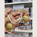 Hira Collections Stylish Beads And Pearl Dangler Earrings With Maang Tikka