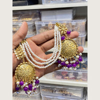 Hira Collections Stylish Beads And Pearl Dangler Earrings With Maang Tikka