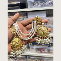 Hira Collections Stylish Beads And Pearl Dangler Earrings With Maang Tikka
