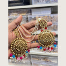 Hira Collections Stylish Beads And Pearl Dangler Earrings With Maang Tikka