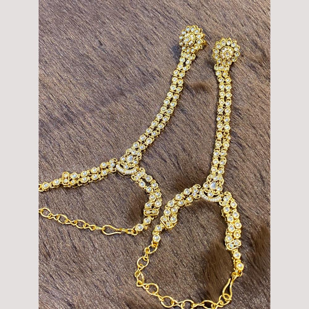 Hira Collections Designer Kundan Stone Hand Harness