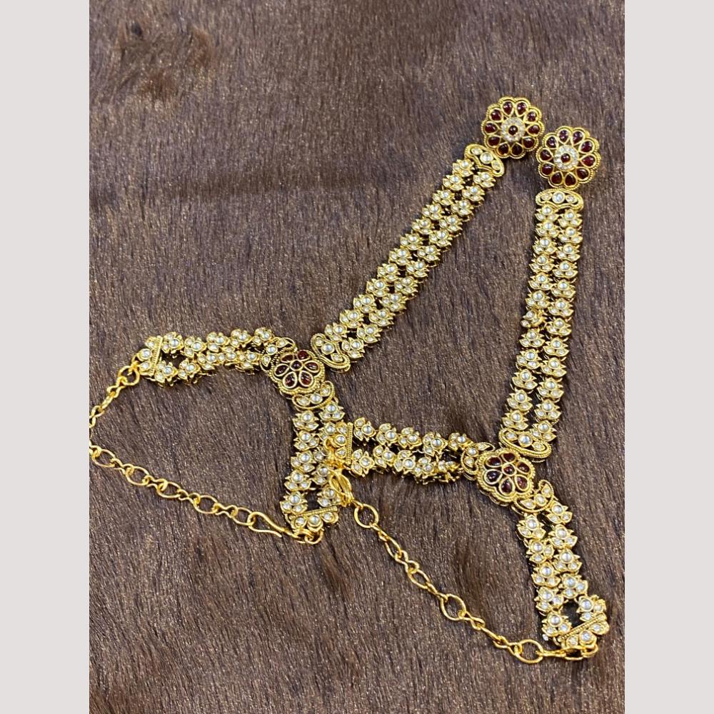 Hira Collections Designer Kundan Stone Hand Harness