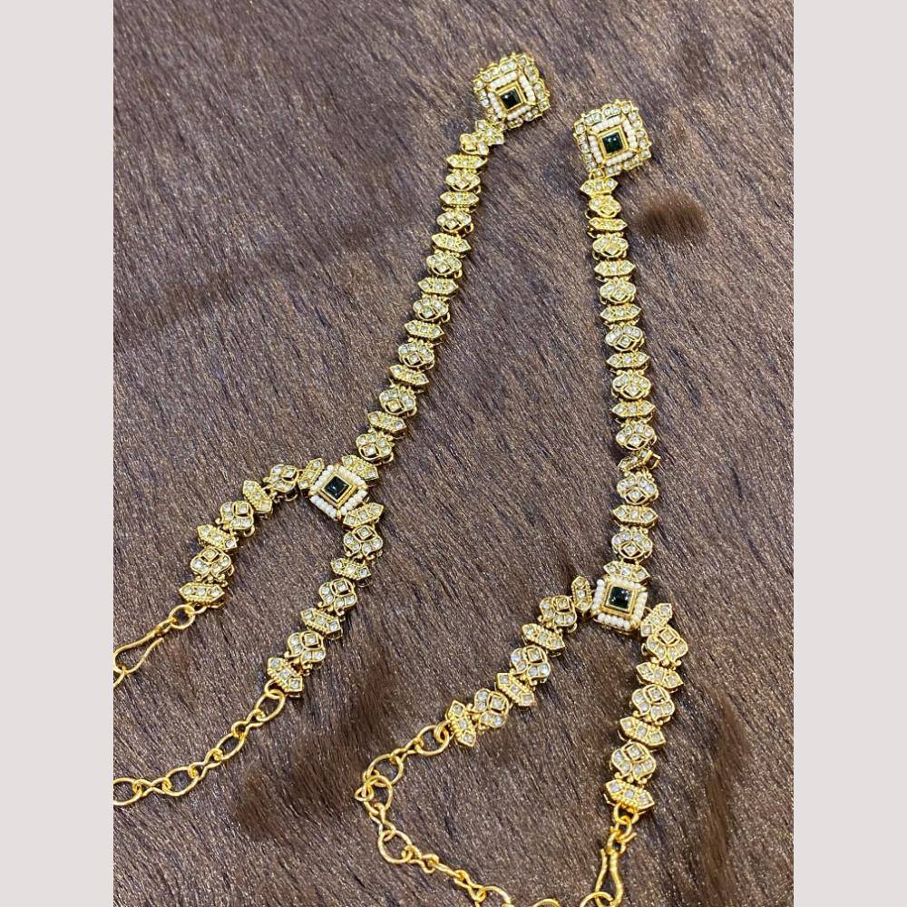 Hira Collections Designer Kundan Stone And Pearl Hand Harness