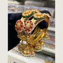 Hira Collections Royal Pota Stone And Pearl Openable Bangles Set