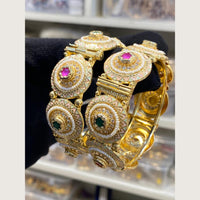 Hira Collections Royal Pota Stone And Pearl Openable Meenakari Bangles Set
