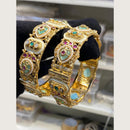 Hira Collections Royal Pota Stone And Pearl Openable Bangles Set