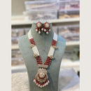 Hira Collections Elegant Pota Stone And Austrian Stone Pearl Long Necklace Set