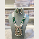 Hira Collections Elegant Pota Stone And Austrian Stone Pearl Long Necklace Set