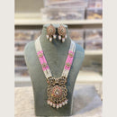 Hira Collections Elegant Pota Stone And Austrian Stone Pearl Long Necklace Set