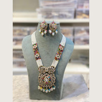 Hira Collections Elegant Pota Stone And Austrian Stone Pearl Long Necklace Set