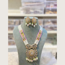 Hira Collections Elegant Pota Stone And Austrian Stone Pearl Long Necklace Set