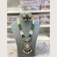 Hira Collections Elegant Pota Stone And Austrian Stone Pearl Long Necklace Set