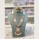 Hira Collections Elegant Pota Stone And Austrian Stone Pearl Long Necklace Set