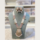 Hira Collections Elegant Pota Stone And Austrian Stone Pearl Long Necklace Set