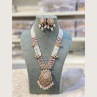 Hira Collections Elegant Pota Stone And Austrian Stone Pearl Long Necklace Set