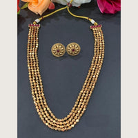 Hira Collections Premium Pota Stone And Beads Multi Layer Long Necklace Set 