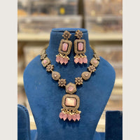 Hira Collections Elegant Pota Stone And Austrian Stone Pearl Necklace Set