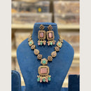 Hira Collections Elegant Pota Stone And Austrian Stone Pearl Necklace Set
