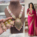 Hira Collections Elegant Kundan Stone And Austrian Stone Beads Long Necklace Set