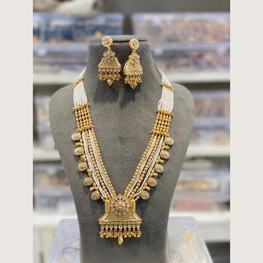 Hira Collections Premium Pota Stone And Beads Long Necklace Set