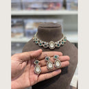 Hira Collections Premium Pota Stone And Austrian Stone Choker Necklace Set