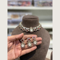 Hira Collections Premium Pota Stone And Austrian Stone Choker Necklace Set