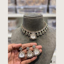 Hira Collections Premium Pota Stone And Austrian Stone Choker Necklace Set