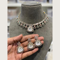Hira Collections Premium Pota Stone And Austrian Stone Choker Necklace Set