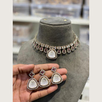 Hira Collections Premium Pota Stone And Austrian Stone Choker Necklace Set