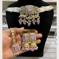 Hira Collections Elegant Pota Stone And Austrian Stone Pearl Choker Necklace Set