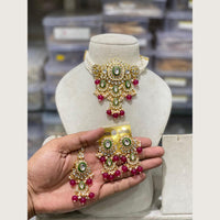 Hira Collections Elegant Kundan Stone And Beads Choker Necklace Set
