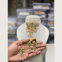Hira Collections Elegant Kundan Stone And Beads Choker Necklace Set