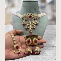 Hira Collections Elegant Kundan Stone And Beads Choker Necklace Set