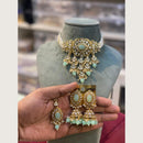 Hira Collections Elegant Kundan Stone And Beads Choker Necklace Set