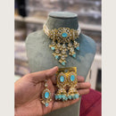 Hira Collections Elegant Kundan Stone And Beads Choker Necklace Set