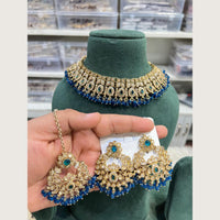Hira Collections Premium Pota Stone And Austrian Stone Choker Necklace Set  