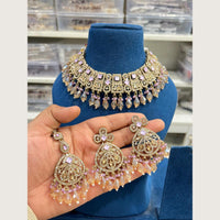 Hira Collections Premium Pota Stone And Austrian Stone Choker Necklace Set