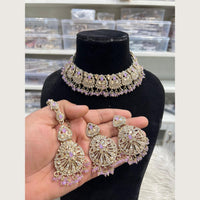 Hira Collections Premium Pota Stone And Austrian Stone Choker Necklace Set