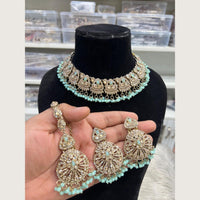 Hira Collections Premium Pota Stone And Austrian Stone Choker Necklace Set