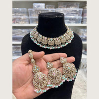 Hira Collections Premium Pota Stone And Austrian Stone Choker Necklace Set