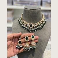 Hira Collections Premium Pota Stone Pearl And Beads Choker Necklace Set