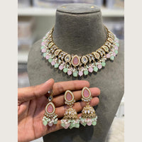 Hira Collections Premium Pota Stone Pearl And Beads Choker Necklace Set